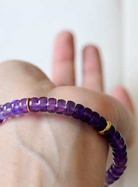 天然巴西紫水晶直切手链女款时尚复古手串送生日礼物轻奢好运宝石