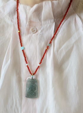 凤凰于飞原创天然南红项链蓝水翡翠牌吊坠女款送女友闺蜜礼物证书