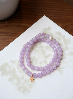 九紫离火紫气东来天然紫锂辉水晶手链女多圈手串项链薰衣紫纯银