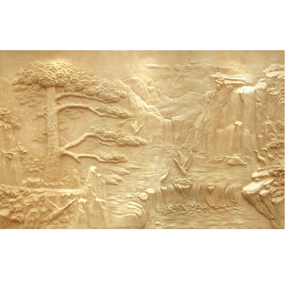 Artificial Landscape Customized Sandstone Relief with Songs and Cranes