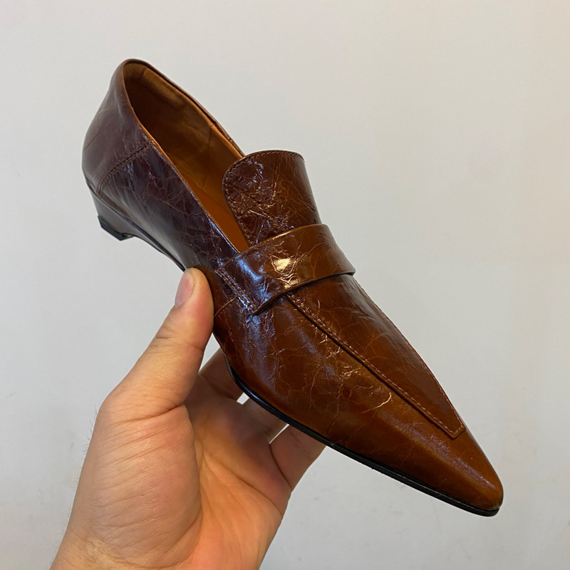 Deep mouth single shoes Xiao Erge first layer cowhide loafers