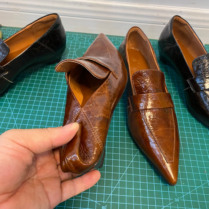 Deep mouth single shoes Xiao Erge first layer cowhide loafers