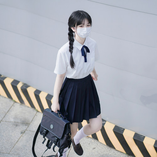 樱花家族白色JK衬衫 角襟方领短袖 多色衬衫日系学院风学生女夏季 - 图1