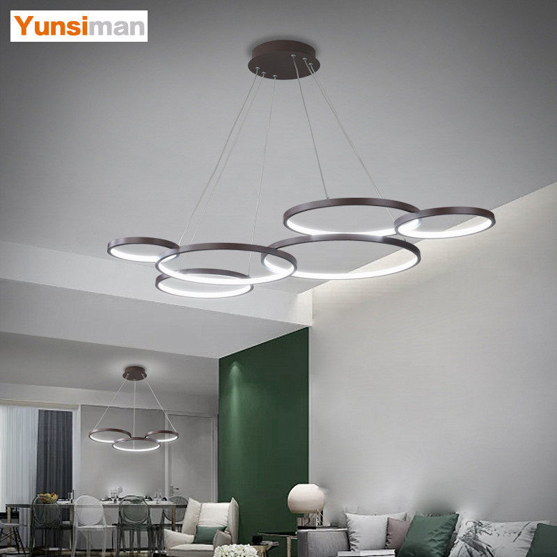 led吊灯现代简约个性创意圆形客厅灯餐厅灯北欧书房卧室艺术灯具_虎窝淘