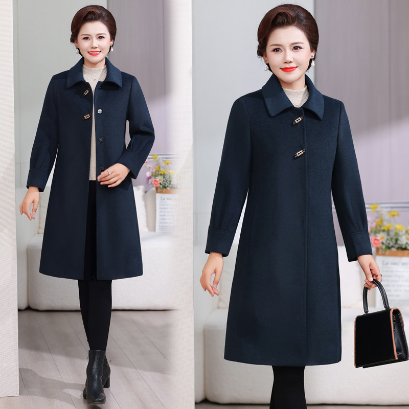 妈妈装高端羊毛呢子大衣长款过膝秋冬新品中老年女风衣羊毛呢外套,淘宝优惠券,粉丝福利购,淘宝优惠卷