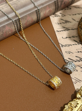 秋冬新款感编织纹项链万花筒轻奢百搭镶钻精致小众设计锁骨链