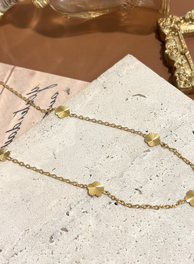 简约小众设计感镂空五花镭射项链女钛钢不掉色百搭精致锁骨链