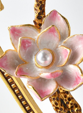 招财玄关装饰珐琅彩琵琶摆件轻奢荷叶荷花公司开业礼物乔迁新居