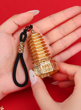 黄铜迷你九层文昌塔摆件家居办公室装饰品祝学生金榜题名书包挂件