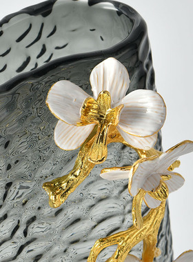 新款轻奢欧式网红玻璃花瓶珐琅彩家居创意客厅鲜花水养插花摆件