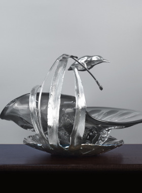 黄铜玻璃水果盘轻奢高档家用客厅茶几感水晶精致糖果零食摆放