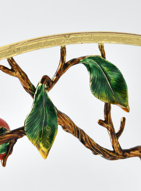 金属电镀折扇珐琅彩柿子葫芦摆件创意中国风古典文艺小清新礼品