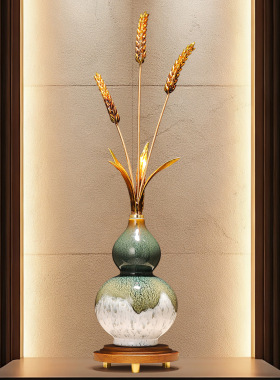 麦穗窑变葫芦摆件高档招岁岁平安客厅玄关装饰品摆设乔迁新居礼品