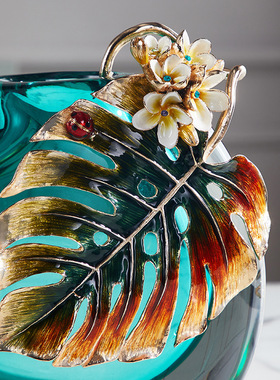 轻奢玻璃花瓶摆件现代客厅桌面琉璃珐琅彩插花高档装饰品乔迁礼品