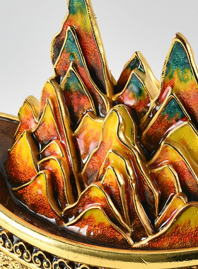 珐琅彩元宝金山摆件招财聚财客厅办公室轻奢高档装饰乔迁开业礼物