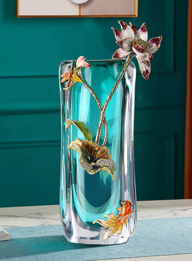 珐琅彩琉璃花瓶摆件高端工艺品客厅玄关柜电视柜装饰家居高档摆件