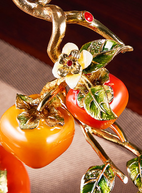 柿柿如意摆件客厅装饰品 送人乔迁新居搬家之喜入宅全套礼品礼物