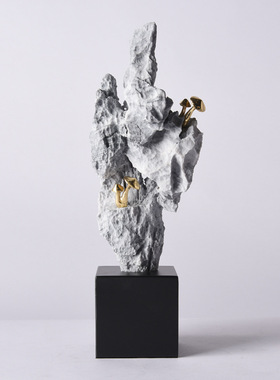 软装饰品太湖石摆件新中式家居书柜茶几博古架树脂工艺品中式摆件