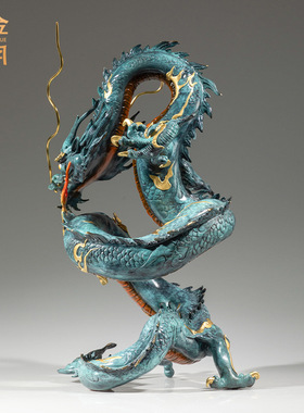 铜艺坊祥龙献瑞黄铜摆件生肖龙铜器工艺品客厅老板办公室铜器摆件