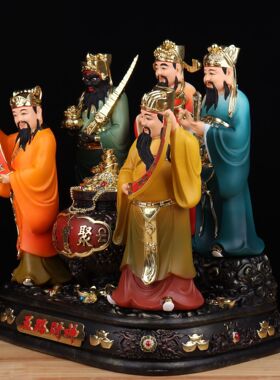 五路财神像文武财神赵公明招财摆件树脂玻璃钢木雕铸铜寺庙佛像