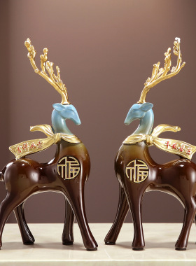 福禄双全葫芦摆件树脂材质新中式电视柜玄关办公室酒柜乔迁装饰品