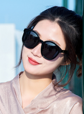 圆脸白色街拍复古风ins太阳镜