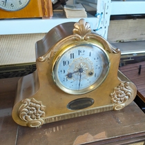 20 Century Early British Antique Brass Music Seat Clock Mechanical Clock Fireplace Bell Function Ok Nostalgia Collection