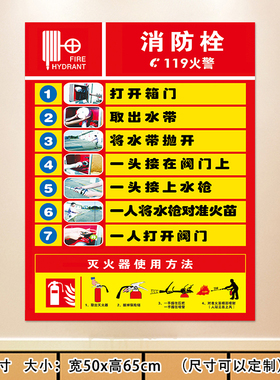消防栓器材使用方法贴纸预防火灾