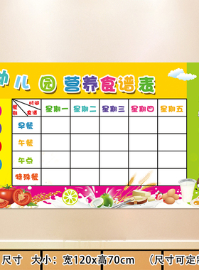 学校贴纸食堂餐厅每日周食谱表格