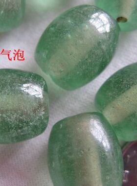 宝琉阁手工果冻绿色琉璃珠配珠佛珠12mm圆形鼓形vintage中古项链