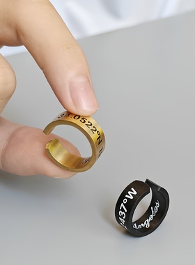 美国戒指经纬度钛钢原创男