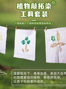 感恩节植物敲拓染材料包幼儿园diy手工工具锤子扎印染方巾帆布袋