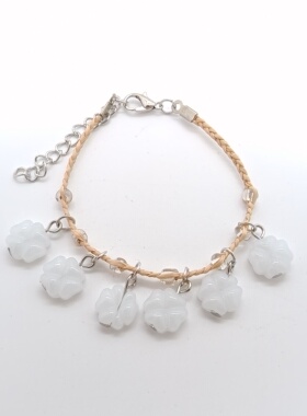 仿玉四叶草手链拉菲草幸运草手链手工编织许愿草景区旅游景点饰品