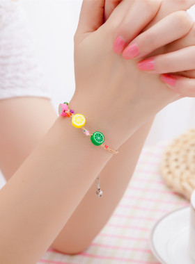夜市饰品拉菲草软陶水果手链