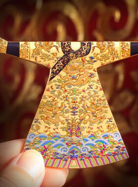 AR香色缂丝金龙夹龙袍冰箱贴磁吸装饰摆件故宫博物馆文创纪念品