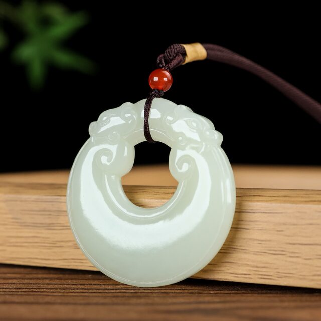 Natural Xinjiang Hotan Jade Double Dragon Guardian Peace Buckle Pendant Men's and Women's Jade Pendant Jade Pendant Jade Pendant Certificate