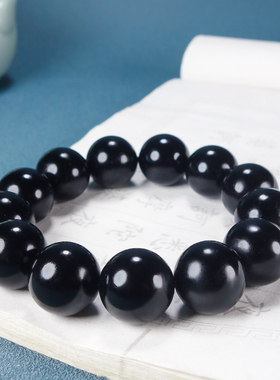 新疆和田玉手串青墨玉圆珠手串天然保真玉石佛珠男女款塔