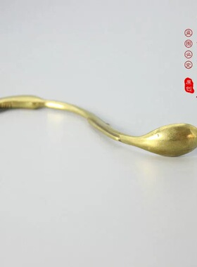 复古黄铜长柄小铜勺雕花龙头勺子圆形调羹勺茶匙茶铜药勺茶道茶具