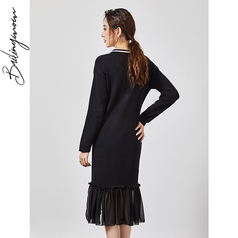 孕妇秋装孕妇装外出潮妈宽松连衣裙 百伶妈妈连衣裙