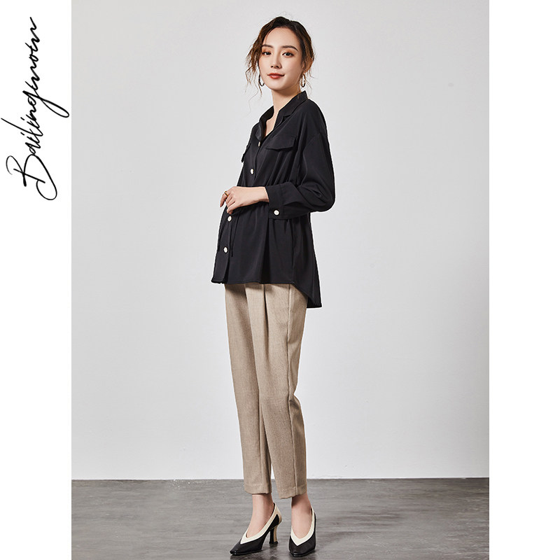 秋季外穿上班孕早期托腹孕妇裤子 百伶妈妈孕妇直筒裤