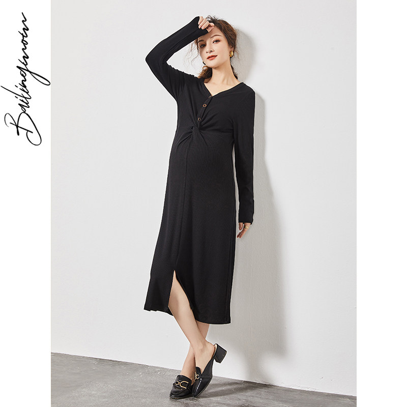 孕妇秋装2020新款早秋孕妇装连衣裙 百伶妈妈连衣裙