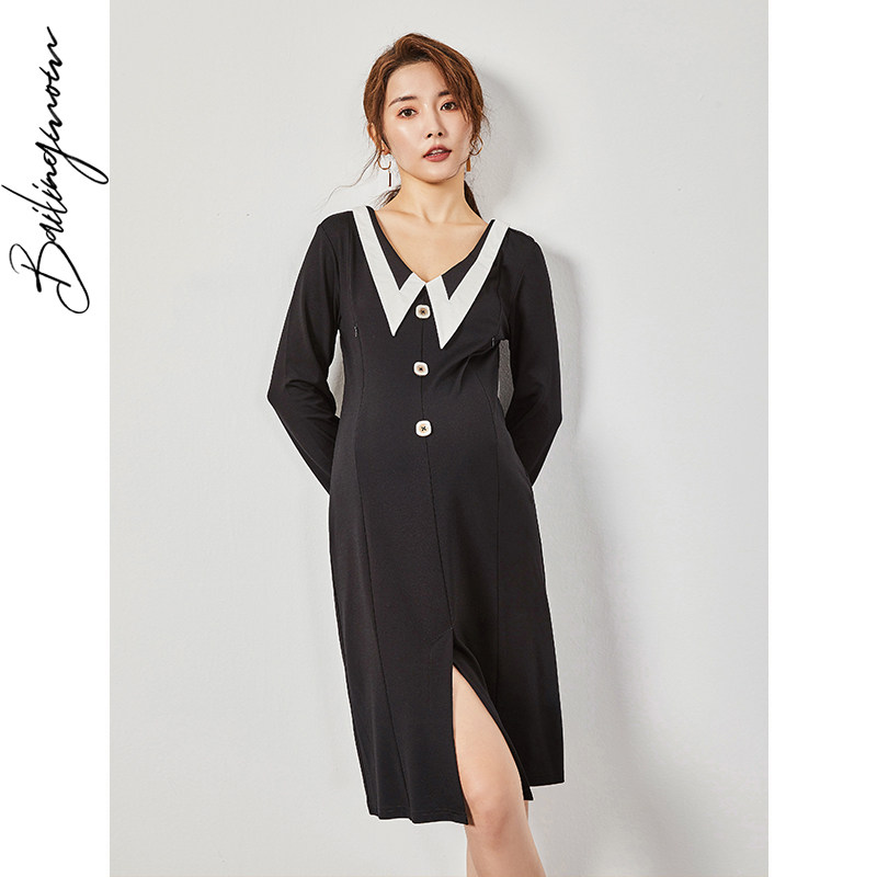 孕妇孕晚期上衣时尚孕妇装连衣裙 百伶妈妈连衣裙