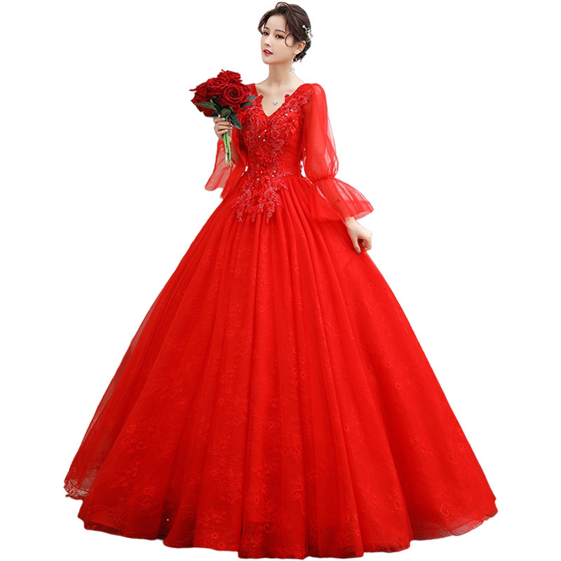 晚礼服2024新款艺考独唱演出服蓬蓬裙显瘦大码长袖美声主持人晚装,淘宝优惠券,粉丝福利购,淘宝优惠卷