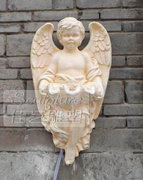 欧式风假山抱花蓝天使水景墙鱼池