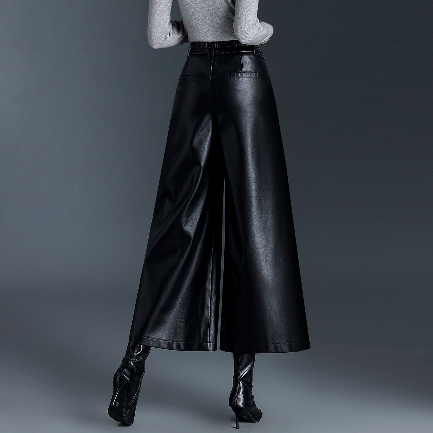 加绒加厚九分A字阔腿裤女皮裤秋冬新款高腰显瘦宽松小个子休闲裤,淘宝优惠券,粉丝福利购,淘宝优惠卷