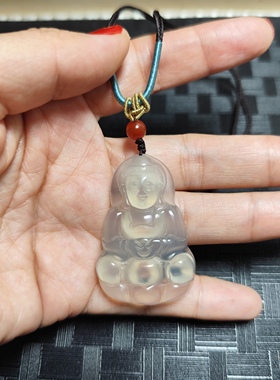 正品高冰透玉髓观音吊坠男女款玛瑙双面精工雕刻观音挂件送礼促销