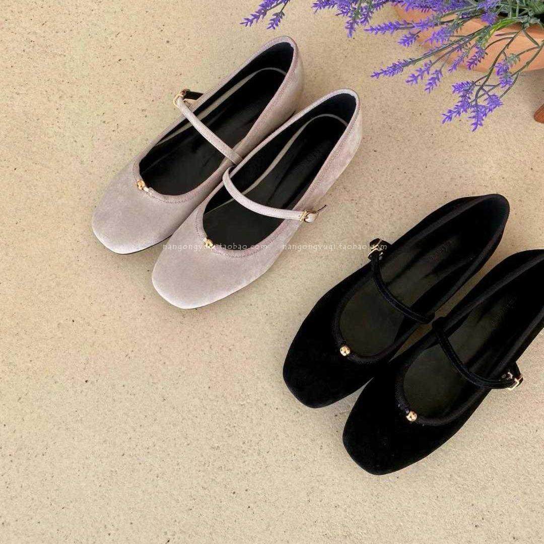 韩国东大门女鞋25春新款ins复古减龄绒面圆头一字带平底玛丽珍单,淘宝优惠券,粉丝福利购,淘宝优惠卷
