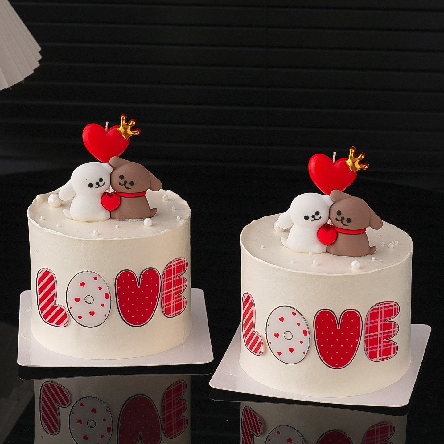 214情人节蛋糕装饰贴贴线条小狗摆件爱心LOVE亚克力蜡烛装扮插件,淘宝优惠券,粉丝福利购,淘宝优惠卷