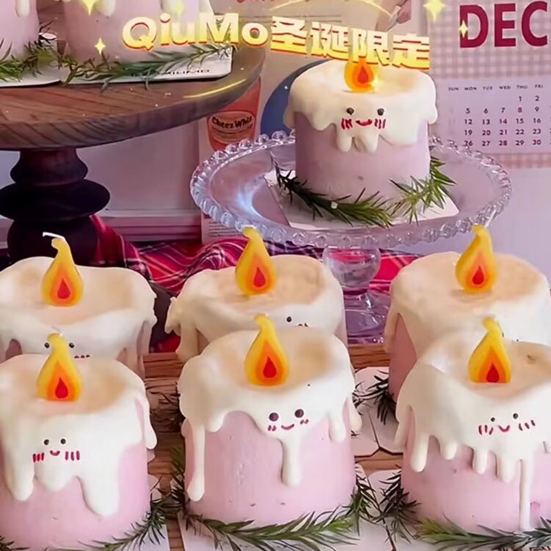 圣诞节小火苗蜡烛蛋糕装饰插件网红ins简约小水滴生日甜品台装扮-图0
