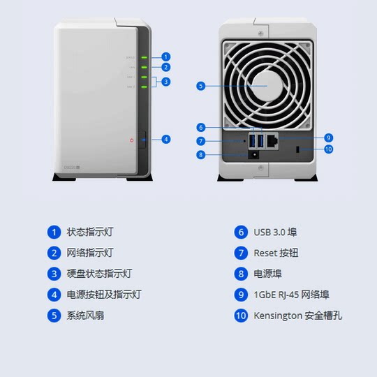 Synology Group Hui DS220j 2-bay NAS network home storage data server private cloud disk